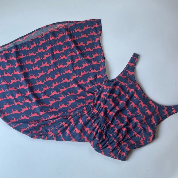 Anorak Horse Print Stretch Jersey Midi Dress Blue Pink Size 6 - Picture 10 of 11